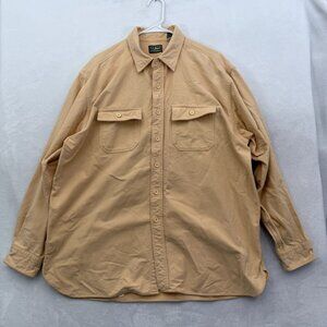 LL Bean Chamois Cloth Shirt Mens XL Yellow Flannel Camp Outdoor Button Up